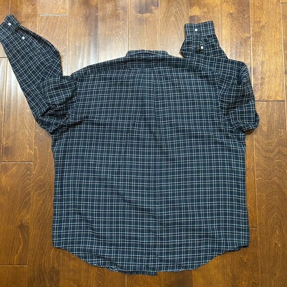 Polo Ralph Lauren Vintage 90s Big & Tall Checkered Black Tan Button Up Shirt XXL - Picture 4 of 7